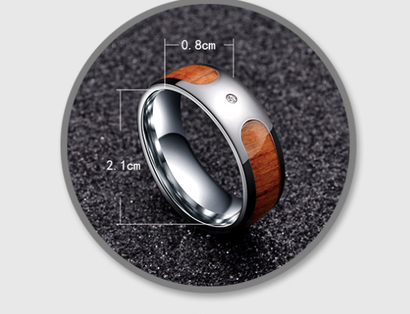 Stainless Steel TikTok Ring with Diamond Wood Grain
